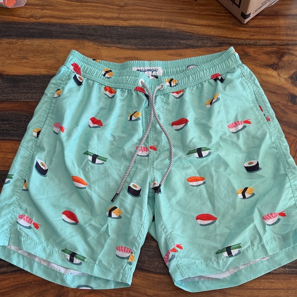 Saturdays New York City Aqua Sushi Print Swim Trunks​